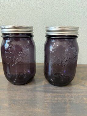 2 Ball Mason Jar Purple Improved 16 oz Jars With Lids American Heritage Collecti